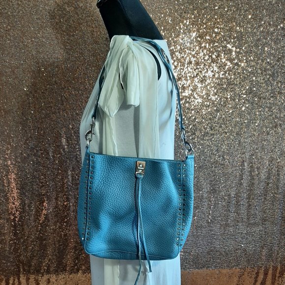 Rebecca Minkoff Blue Silver Stud  Leather Tote - Picture 1 of 12